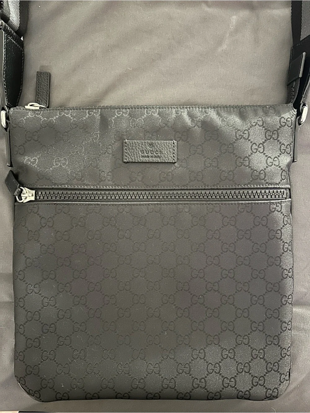 Gucci Black Men's Leather Crossbody Messenger Bag